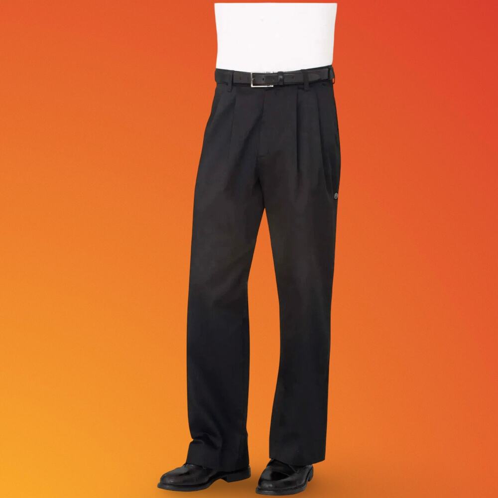 Chef Works Baggy Chef Pants Mens 44 Black CEBP Professional Kitchen Unhemmed NWT